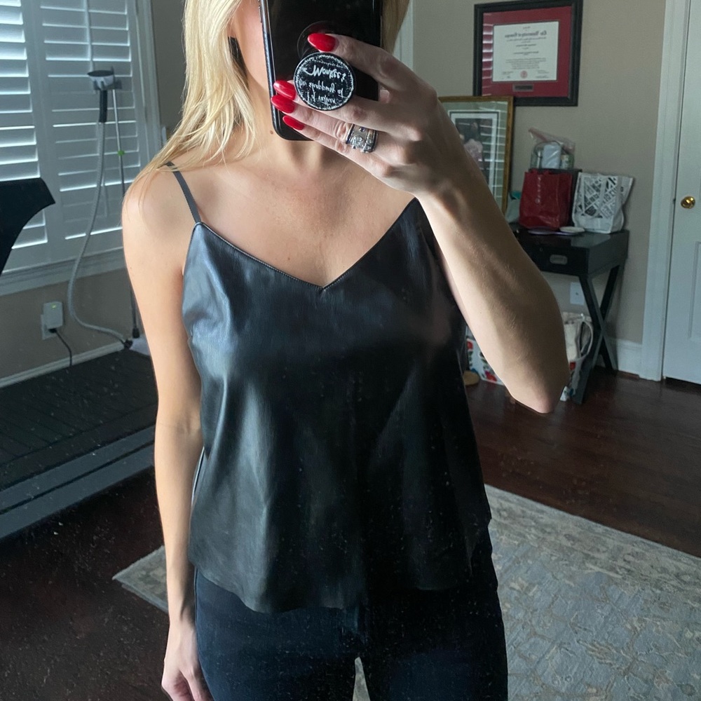 BB Dakota Faux Leather Top Medium NWT